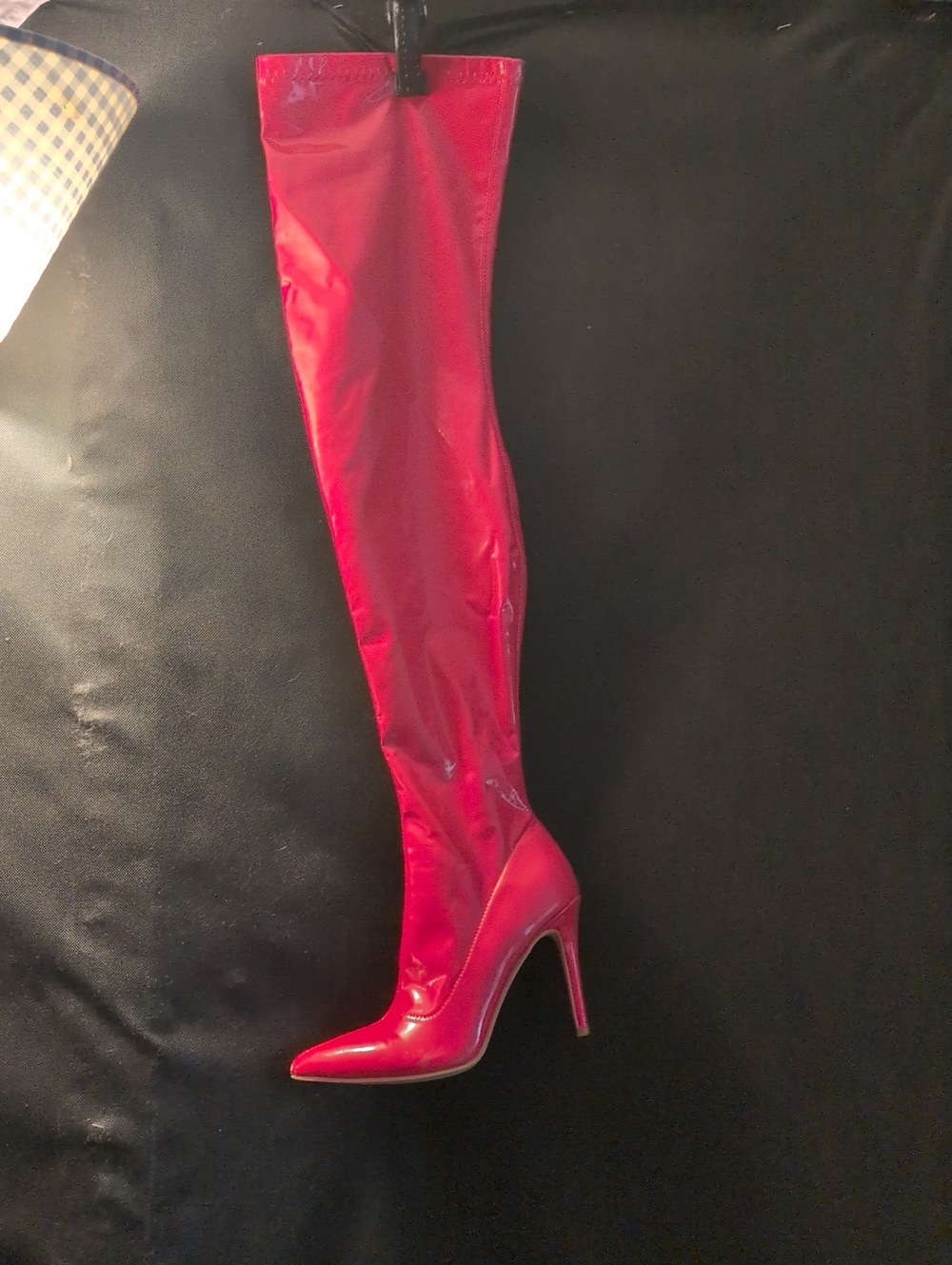Red Patent Over-the-Knee Stiletto Boots